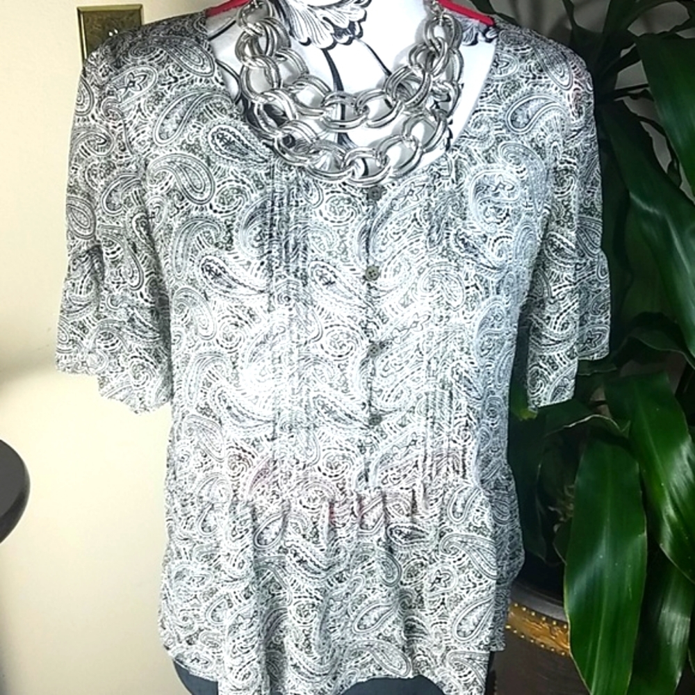 J. Crew, 0142, Paisley top, 100% silk,Size S